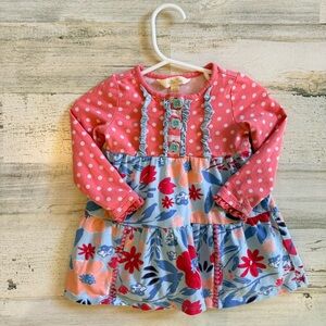 Matilda Jane Floral Polka Dot Dress Girls Size 2T Ruffle Button Boho Cute